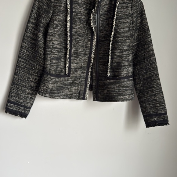 Vince Black Leather Trim Boucle Jacket Size 2 - Picture 7 of 16